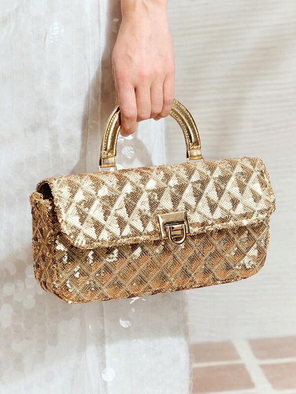 SHECARRY حقيبة كتف أنيقة وأنيقة مزينة بالترتر للنساء