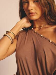 Aralina Two Piece Vacation Festival Jersey Stretch Summer Spring Swim Beach Cover Up Off Shoulder T-Shirt Top Pull On Pant 2 Piece Chocolate - Coffee Brown - View 3