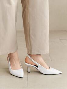 Women's High Heel Shoes, Fashion Versatile Commuting Work Shoes, French Style Summer Sandals - White Leather - View 4