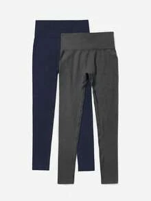 Velisys Velisys 2 Buah Legging Bergaris untuk Wanita, Celana Yoga Slim Kontrol Perut Pinggang Tinggi, Olahraga Lari Bersepeda Pickleball Latihan Kasual - MultiWarna - View 5