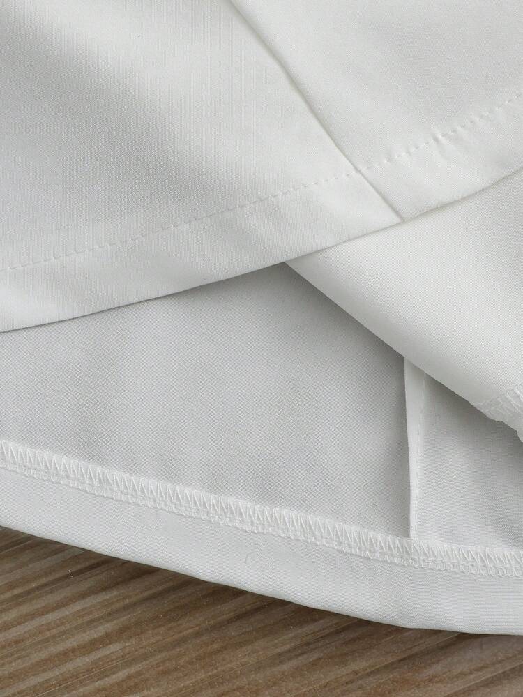 Franclia A Pure White Sleeveless Vest, With A Flowing, Slim Fit In A Flattering Fabric, Featuring An A-Line Silhouette And Rose Gold Buttons, Creating An Elegant And Sophisticated Look Suitable For Both Work And Leisure. (Spring Outfit, Summer Outfit, Women's Summer Suit, Women's Everyday Suit, Women's Elegant Outfit, Women's Casual Shirt, Women's Casual Outfit, White Shirt, Metallic Embellished Shirt, Elegant Shirt, Women's Holiday Outfit)Graduation Season Attire, Fashionable Casual Commuter Wear, Business Office Wear, Versatile And Stylish Everyday Casual Wear, Urban Teacher's Professional Attire - White - View 6