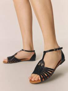 Styleloop Women Flat Sandals - Quiet Night Black - View 3