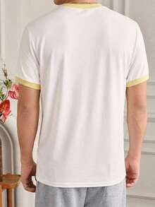 SWAVVY Men's  Casual Short Sleeve  T-Shirt,  Streetwear ,Summer, Fashionable Daily Wear, - White - View 5