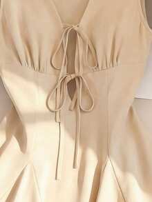 GlowEve Women's Summer Sleeveless Tie-Up A-Line Mini Dress - Apricot - View 5