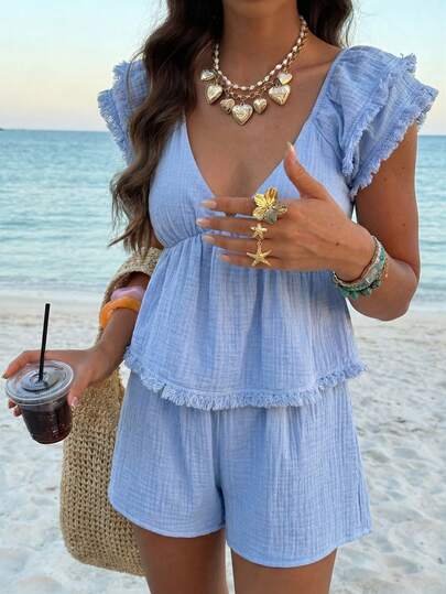 Selianne Women's 100% Cotton Comfortable Suit, Suitable For Summer Vacation Wear, New Spring/Summer Collection