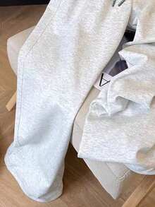 Resyla 复古美式 Y2K 风格简约女式运动裤 - 淺灰色 - 查看 4