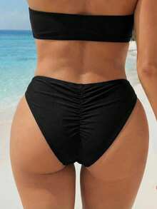 Swim Lushoire 2026 Nuevo Fondo de Bikini Sexy con Elevación en Forma de V para Tallas Grandes, Adecuado para Vacaciones en la Playa - Negro - Ver 2
