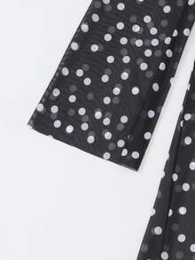 Bonvoyette Swim Vcay New Women's Spring/Summer Beach Vacation Black Base White Polka Dot Mesh Cover-Up - Multicolor - View 4