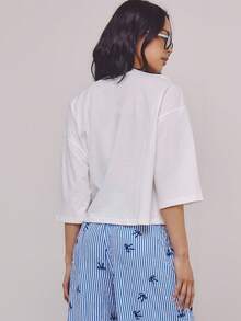 Athîral 2pcs Women's Casual Bear Print Pajama Set, Bear Print T-Shirt And Striped Pants - Multicolor - View 4