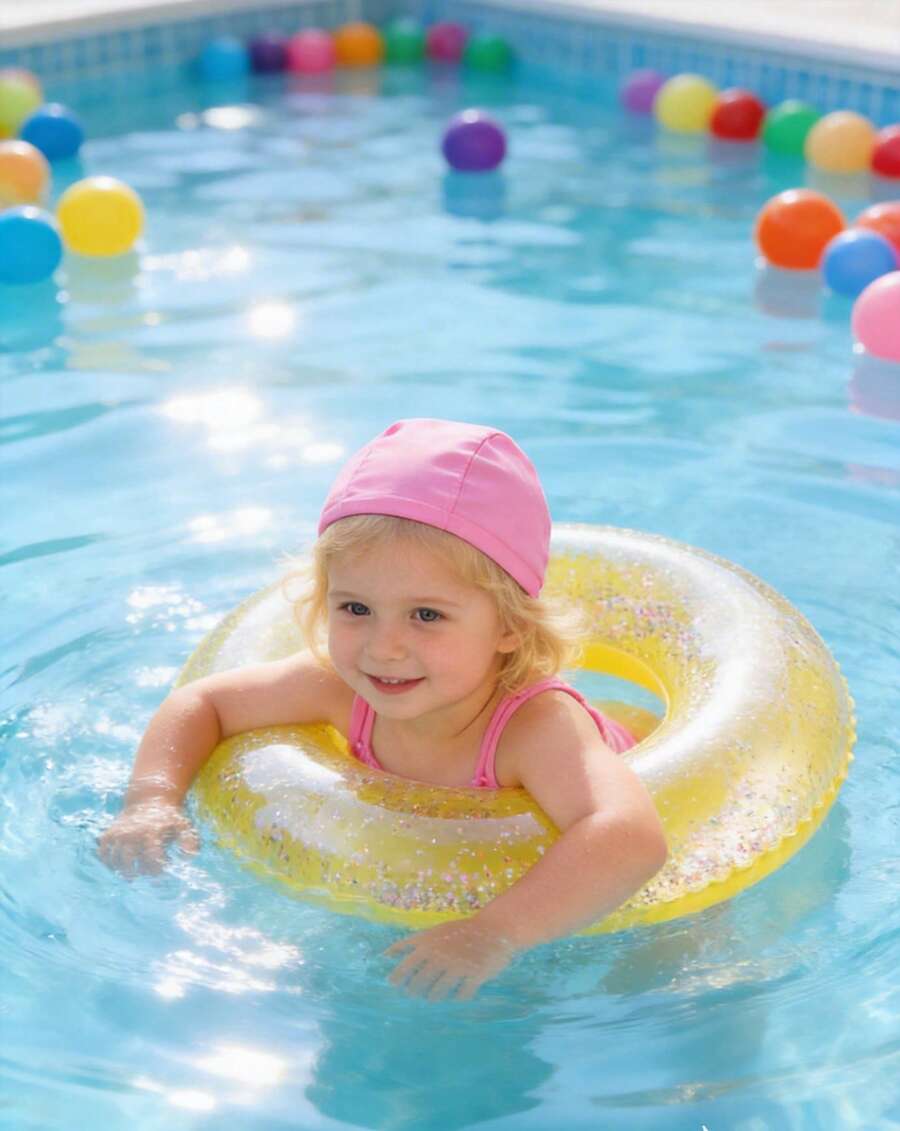 New Transparent Sequin Swimming Ring PVC Children's Thickened Water Swimming Ring Summer Outdoor Swimming Underarm Ring - Multicolor - View 1