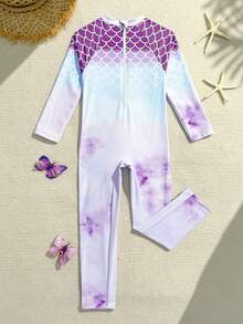 Sparklyn 1 bộ đồ bơi liền thân in họa tiết vảy cá cho bé gái - Nhiều màu - Xem 2