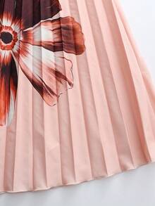 GlowEve Đầm nữ kiểu dáng mới, họa tiết hoa, xếp ly, cổ yếm, hở lưng, thích hợp cho kỳ nghỉ xuân/hè. - Bụi hồng - Xem 8