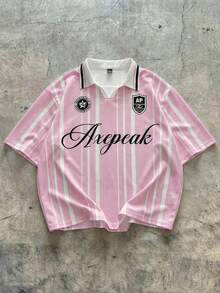 AXEPEAK 男士休闲时尚街头风 Polo 衫 - 粉色 - 查看 8