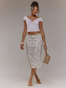 MUSERA Off The Shoulder V Plunge Twist Front Fitted Top Cute Spring Occasion Girly Sexy Going Out Mothers Day Soft Bloom Summer Holiday Casual Elegant - Purple - View 3