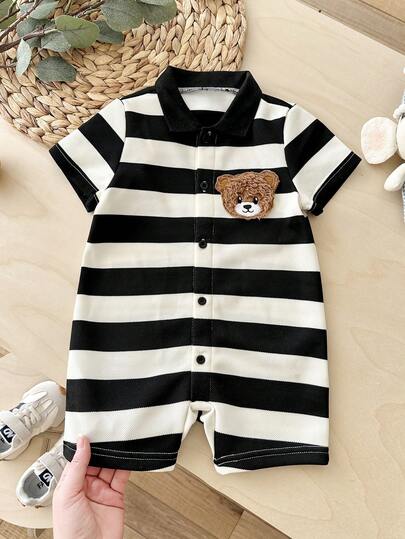 LMoss Kids Bộ áo liền quần tay ngắn kẻ sọc dễ thương cho bé trai, thích hợp cho tiệc sinh nhật, tiệc tối, biểu diễn, đám cưới, lễ đầy tháng, lễ rửa tội và tiệc sinh nhật lần thứ nhất, tiệc mừng em bé chào đời.