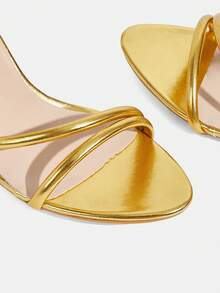 CUCCOO TILAWA Women Shoes Classic Simple, Fashionable Women's High-Heeled Sandals Strap Combination Big Shiny Rhinestone Heterosexual High-Heeled Sandals Dating Afternoon Tea Banquet Party Sexy Wear - Gold - View 11