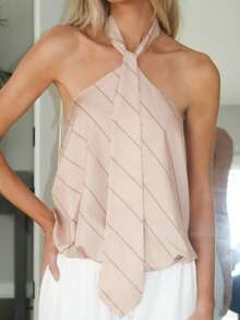 Sydney Algeri 女式条纹领带设计时尚露背上衣 - 彩色 - 查看 5