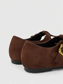 Sleekvia Women's Buckle Design Casual Versatile Flat Shoes - Coffee Brown - View 5