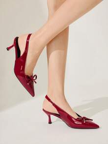 CUCCOO CHICEST Women's Fashionable Black Bow-Knot Pointed Toe Stilettos, Suitable For Commuting, Dating, Party Spring Shoes Spring Break Easter Prom Heels Wedding Shoes Spring Shoes Bride Shoes - Red - View 7
