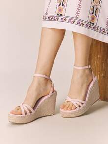 Styleloop Giày sandal đế xuồng cao gót cho nữ, giày espadrille mũi tròn chống thấm nước, phong cách Bohemian, retro Mỹ, phong cách nghỉ dưỡng, lễ hội âm nhạc Coachella, trang phục dự tiệc, trang phục ngày lễ, đồ dùng cần thiết cho chuyến du lịch. - Hồng - Xem 6