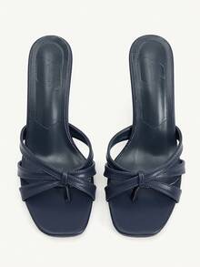 CUCCOO CHICEST Women's Fashion Square Toe Gold Thong Dress Sandals, Simple Stiletto High Heel Party Shoes - Royal Blue - View 7