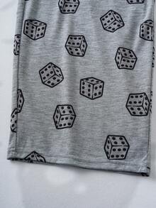 MONOPOLY X SHEIN Tween Boy Letter & Cartoon Print Crew Neck Loungewear Set With Pants, Casual Daily Sleepwear - Black - View 8