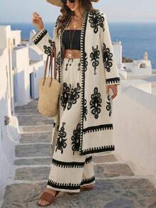 Breezaya Herbst Vintage Muster Damen 2-teiliges Set - Aprikosenfarben - Übersicht 5