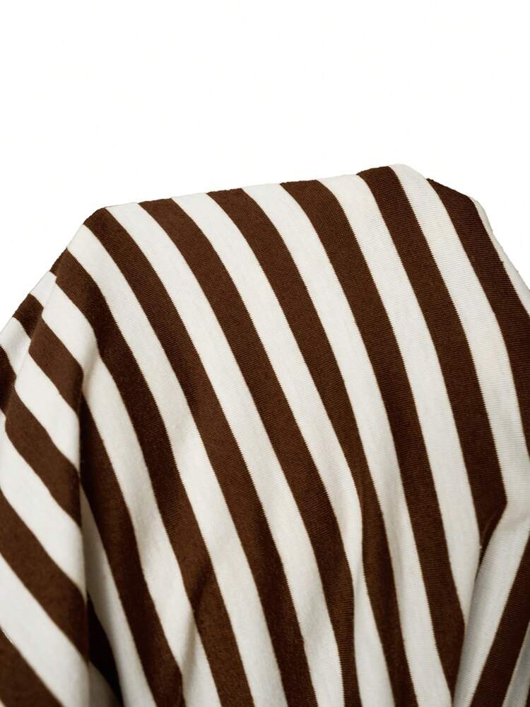 2pc Set  Plus Size Women's Summer Casual Vacation Country  Striped Top T-Shirt And Linen Color Pants 2 Piece Set With Pockets, Spring/Summer,Summer\Vacation,Summer Holiday,Spring Break Outfits ,Vacation Outfits Women ,Holiday Outfits For Women,Going Out Outfits,2026 New Clothes,Simple And Fashionable For Everyday Wear,Suitable For Summer, Vacation, Daily Wear,Modest Two Piece Set, Plus Size Summer Sets,Plus Size Pants Set,Boho Set,Boho Pants Set For Women,Wide Leg Pants Set,2 Piece Casual Sets Woman, Short Sleeve Two Piece Set,Two Piece Set Women Comfy