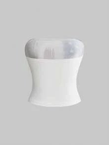 ROMWE Grunge Punk Y2K Music Festival National Flag Print Cropped Tube Top - White - View 2