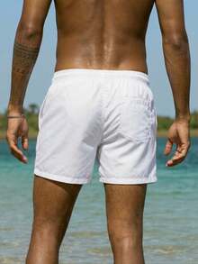 Manfinity Swimmode 男士腰部抽繩泳褲 - 白色 - 查看 2