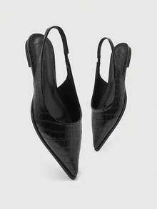 CUCCOO BIZCHIC Pointed Toe Flats, Female Crocodile Pattern Versatile Commuting Low Vamp Shoes, Thin Slip-On Shoes - Crocodile black - View 7