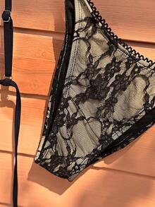 Swim Mod New Black Lace Sexy Women's Bikini Set, Adjustable Straps, Suitable For Beach, Vacation, Date - Black - View 4