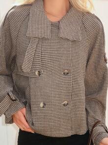 Sydney Algeri Áo khoác họa tiết răng sói dáng rộng thoải mái dành cho nữ - Màu Khaki - Xem 6