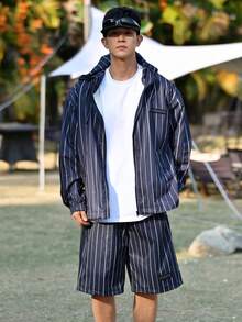 DAZY Men's Long Sleeve Jacket And Shorts Set, Spring/Summer - Grey - View 6
