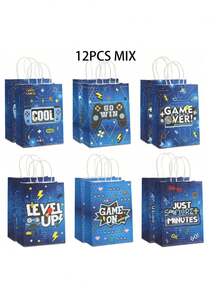 12/24PCS Video Game Theme Party Paper Gift Tote Bags For Birthday Party Decorations Favor Wrapping Supplies - multicolor - View 3