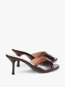 Alvarani Women's Elegant Pointy Toe Smooth Patent Party & Work Versatile Fashion High Heel Sandals - Coffee Brown - View 9