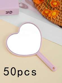 10 Pieces Of Handheld Heart-Shaped Mirrors, Cute Makeup Mirrors - Multicolor - View 8