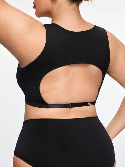 SHAPORA 1pc Women's Seamless Solid Color Casual Minimalist Comfortable Wireless Bra