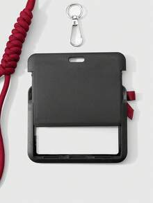 ROMWE Kawaii 1 Y2k Sweet And Cool Personalized Retro Exquisite Dark Style Goth Red Resin Round Bead Webbing Bow Cherry Pendant Black Acrylic Sliding Cover Horizontal Card Hand-Woven Mountaineering Rope Card Cover ID Card, Star Card Cover, Transportation Card, Work Card DIY Keychain Bag Pendant, Suitable For Groupies, Students, Parties, Girls And Ladies, Daily Wear, Holiday Gifts - Black and red -94 - View 9