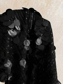 Soleia 女士度假沙滩亮片露背吊带上衣和迷你裙两件套 - 黑色 - 查看 3