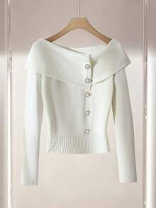 GlowEve Soft & Gentle Off Shoulder Crop Sweater, Fashionable & Versatile, Suitable For Women In Spring/Autumn - Beige - View 6
