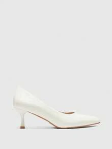 CUCCOO BIZCHIC Women's Pointed Toe Beige Patent Leather Fashion Daily Commuter Model To Work Basic Wear Stiletto High Heel Shoes - Beige - View 2