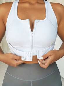 Easithlete Plus Size High Impact Front Closure Adjustable Sports Bra - White - View 3