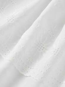 SHEIN MOD 白色双层刺绣荷叶边半身裙 - 白色 - 查看 7