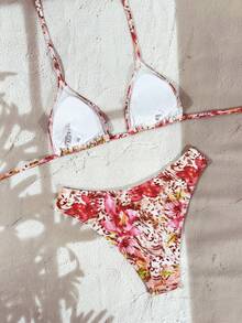 Swim Vcay 2026春夏女式吊带露背黑色底白色波点随机印花甜美可爱侧高衩泳裤两件式比基尼泳装 - 彩色 - 查看 2