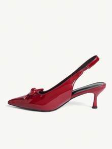 CUCCOO CHICEST Women's Fashionable Black Bow-Knot Pointed Toe Stilettos, Suitable For Commuting, Dating, Party Spring Shoes Spring Break Easter Prom Heels Wedding Shoes Spring Shoes Bride Shoes - Red - View 10