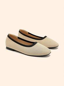 CUCCOO BASICS Sepatu Flat Wanita Kasual Serbaguna Minimalis dengan Trim Blok Warna untuk Musim Semi - MultiWarna - View 3