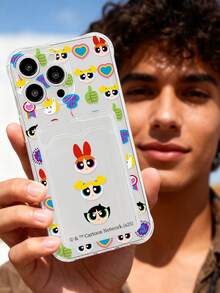 THE POWERPUFF GIRLS X SHEIN 飞天小女警透明TPU卡包手机壳，镜头保护防震保护套，带卡槽，复古卡通日常礼物配件，Fundas，兼容iPhone手机壳，保护套，兼容iPhone 16/iPhone 17/iPhone 17 Pro Max/iPhone 17 Pro手机壳，快速发货 - 無色 - 查看 14