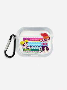 THE POWERPUFF GIRLS X SHEIN Ốp bảo vệ tai nghe trong suốt hình Powerpuff Girls (Tặng kèm móc khóa), Phụ kiện hoạt hình anime dễ thương, Phù hợp với tai nghe không dây 1/2/Pro/Pro 3, Giao hàng nhanh - Trong sáng - Xem 15