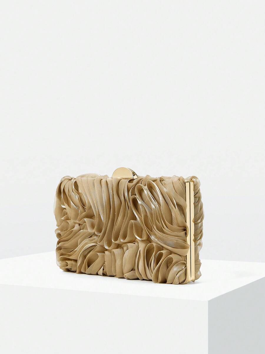 MOTF PREMIUM RUCHED KISS LOCK EVENING BAG - Gold - View 2